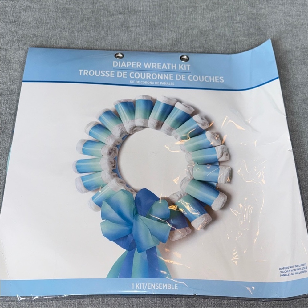 Diaper Wreath Kit with Blue Ribbon